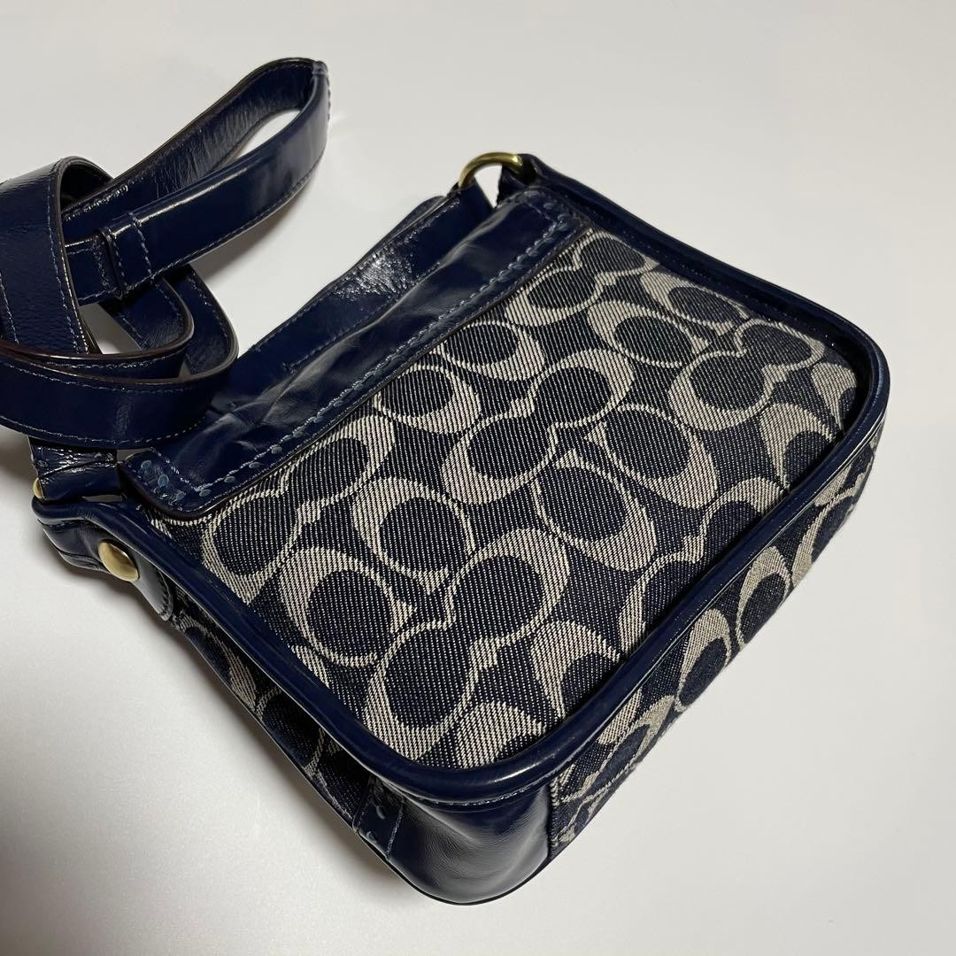 COACH Bleeker Legacy Flapbag Soho Signature Shoulder Bag Navy Denim