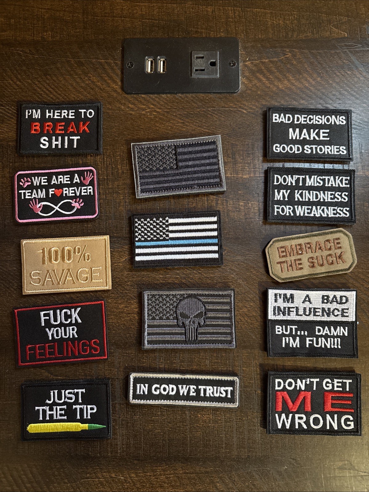 NIB Hat Patches Hook and Loop Choice