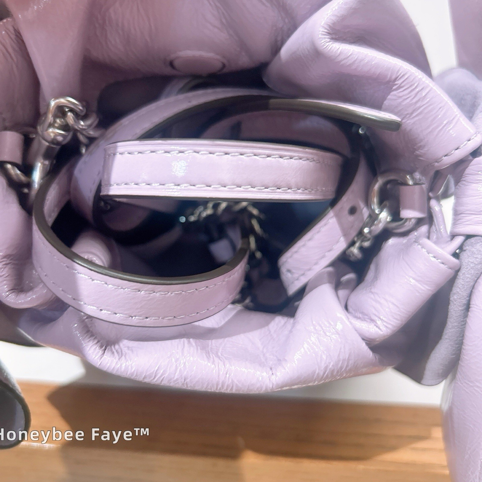NWT Coach Faye Mini Drawstring Bag With Bows CEL03 Light Amethyst