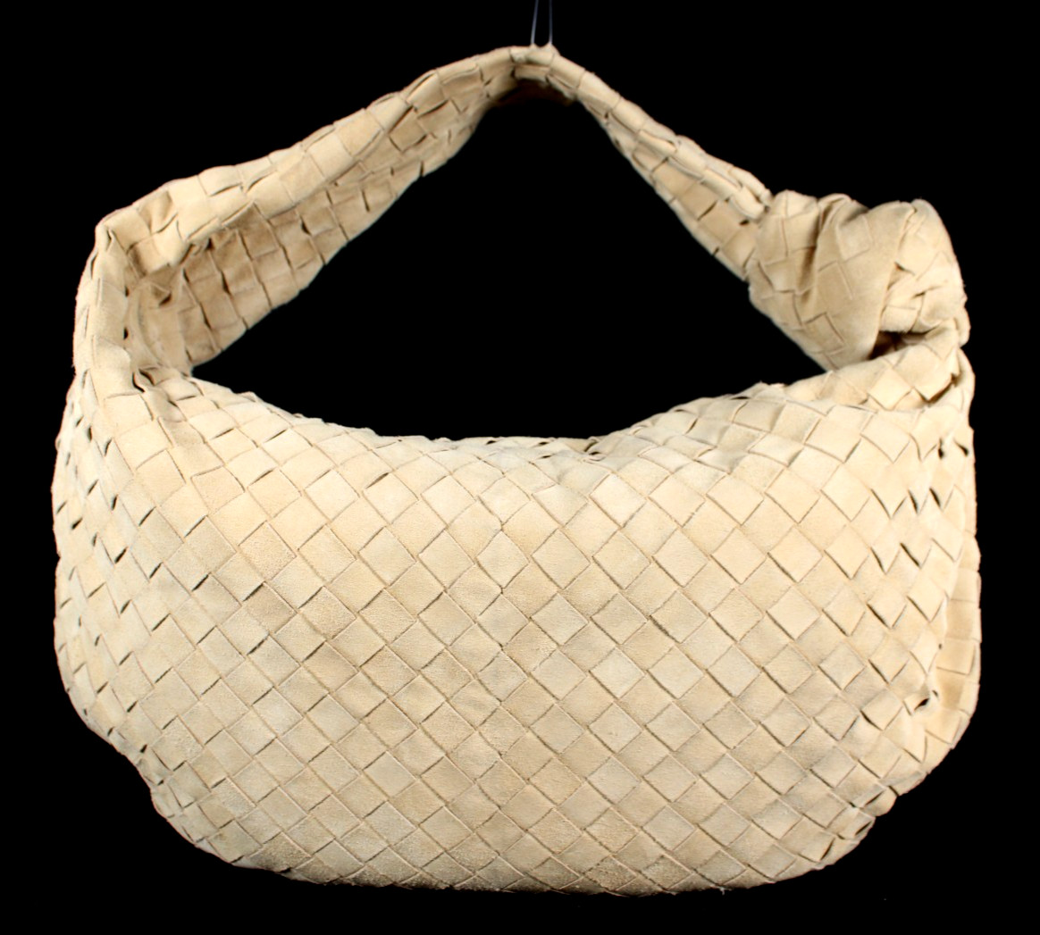 BOTTEGA VENETA Sand Beige Intrecciato Suede Medium JODIE Hobo Shoulder Bag