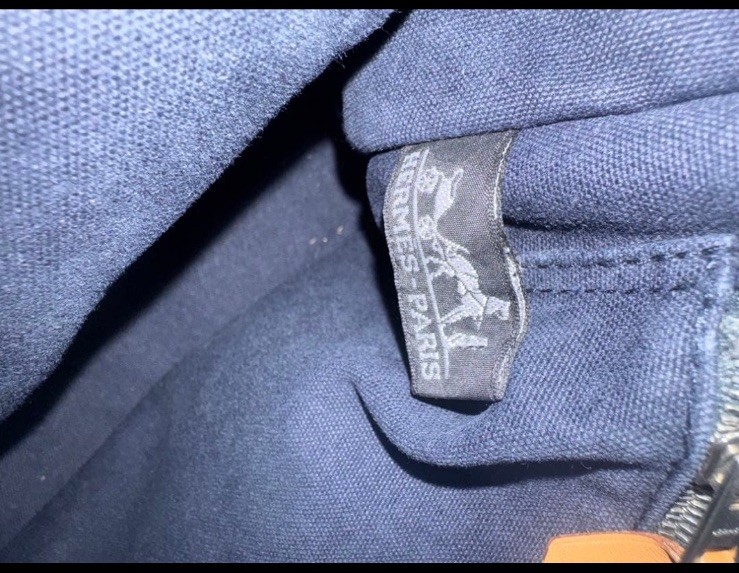 Hermes Vintage Fourre Tout PM TOTE Bag.canvas dark blue from JAPAN.