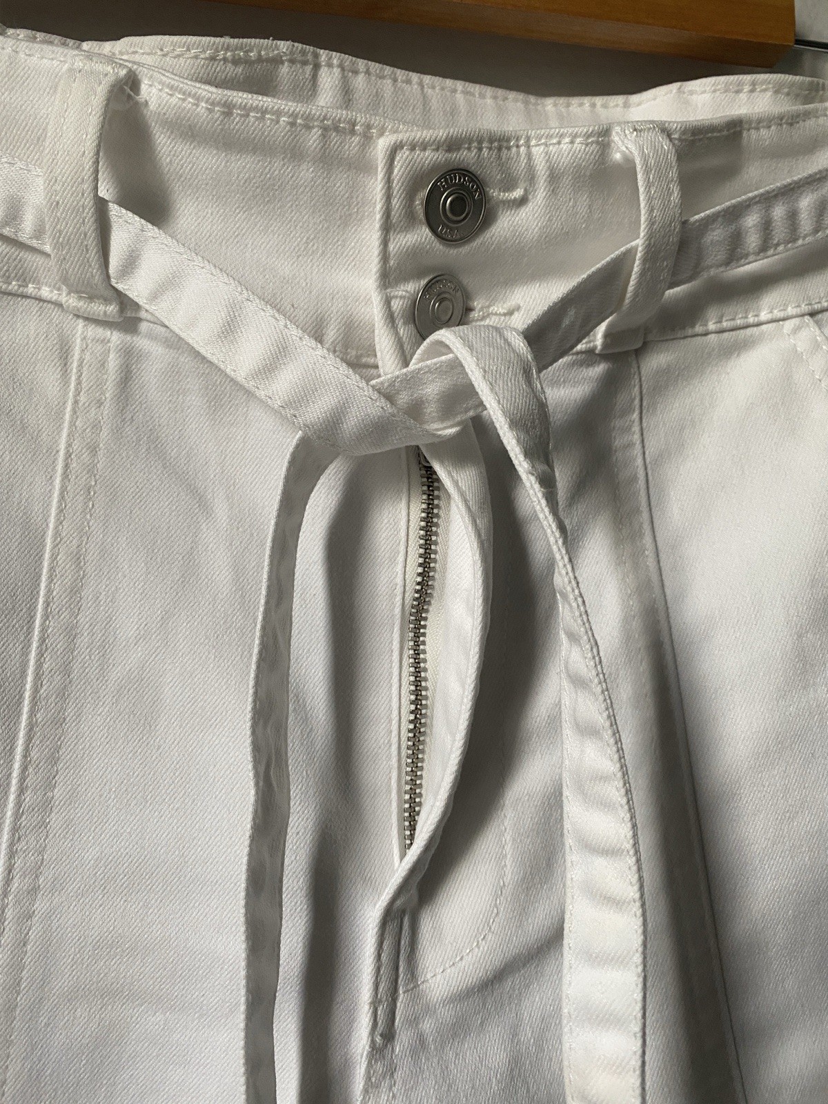 Hudson Women’s White Wide-Leg High Rise Denim Jeans w/ Pockets Size 6