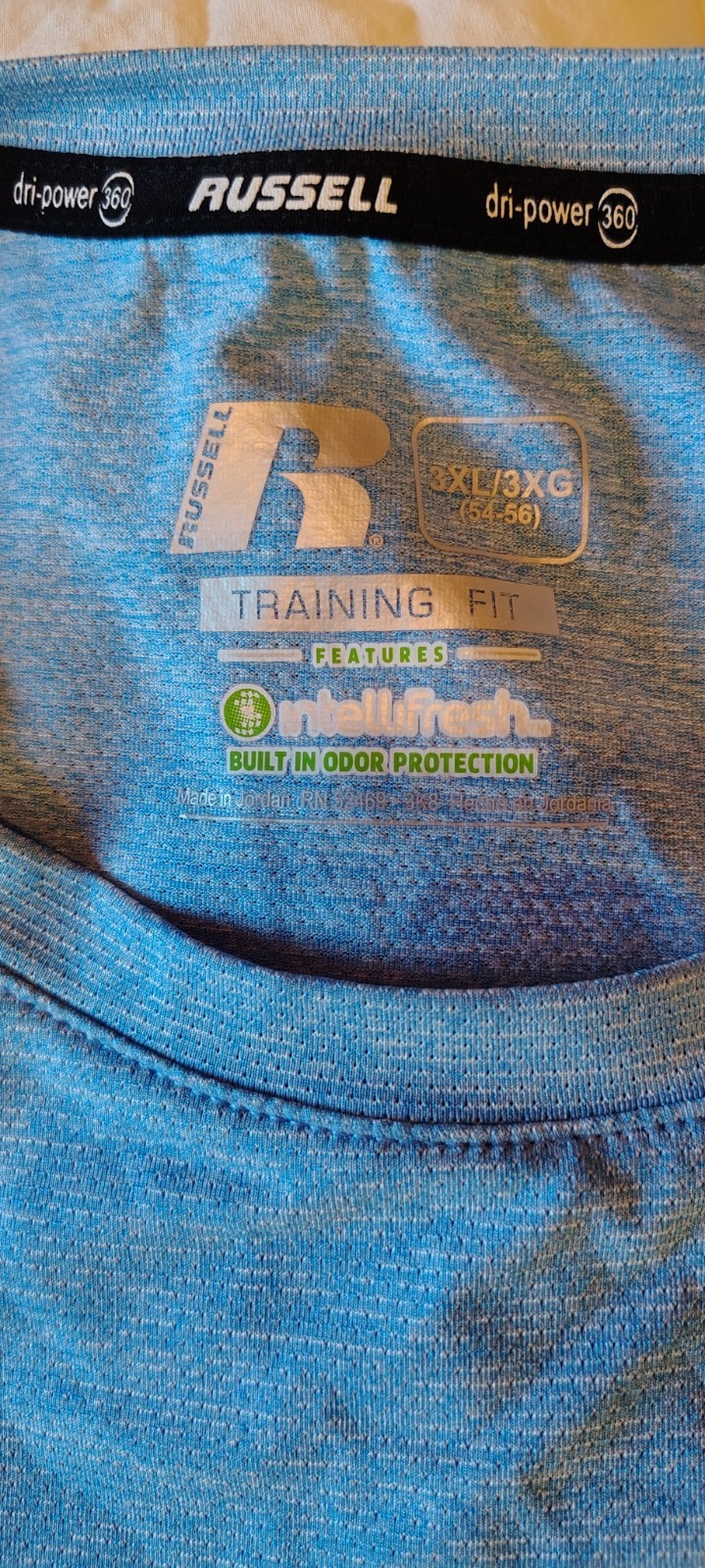 Russell Dri-Power 360 Tee Men’s Blue Short Sleeve Crew Neck Training Fit 3XL