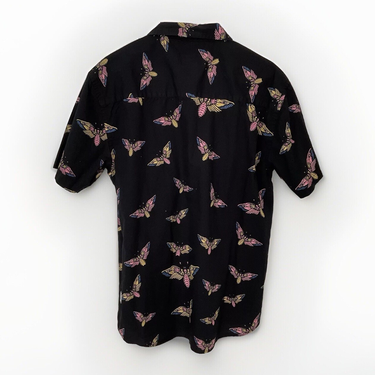Corner Store Bodega Mushroom Skull Moth Button Up Short Sleeve Shirt XL