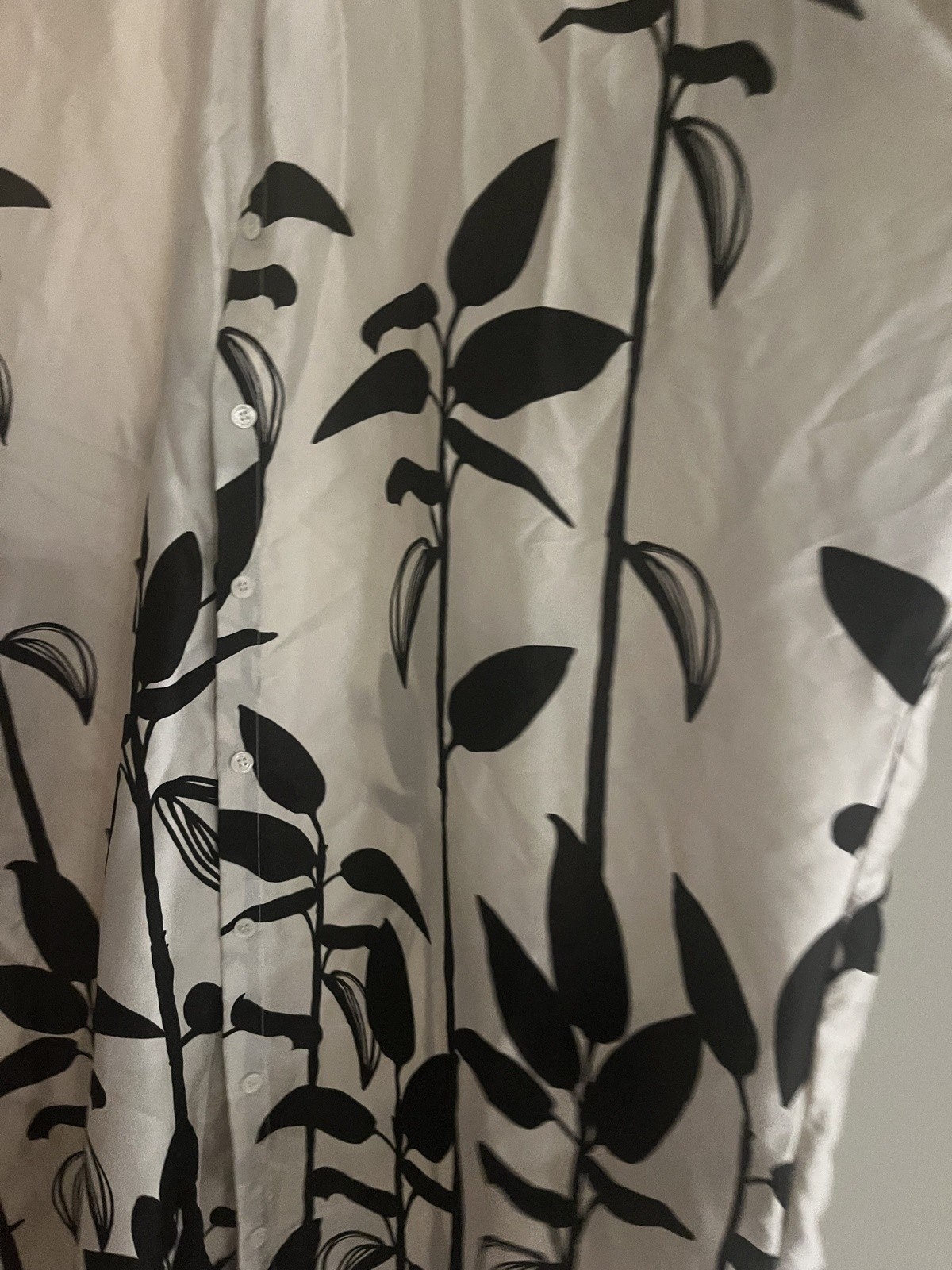 Zara Size Large (L) Botanical Leaf Print Long Sleeve Shirt Dress
