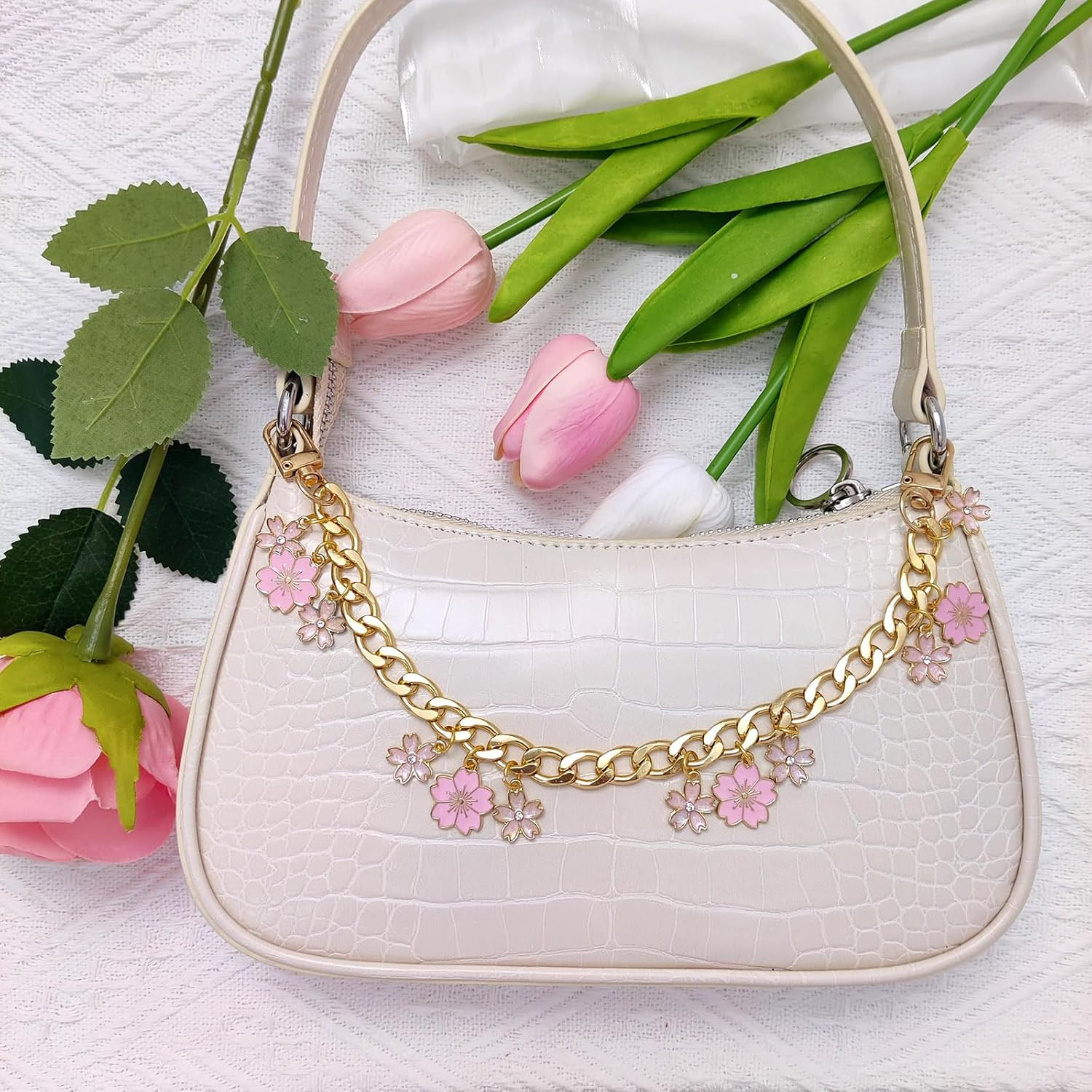 Purse Extender Chain Pearl Cherry Purse Chian Strap Replacement Short Chain Stra