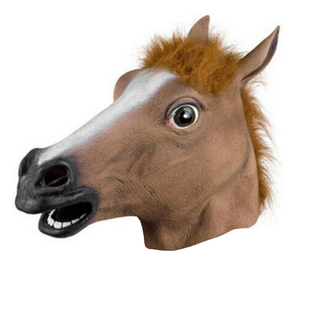 Horse Mask Halloween Party Full Head Latex Rubber Mask Novelty Fancy Prop