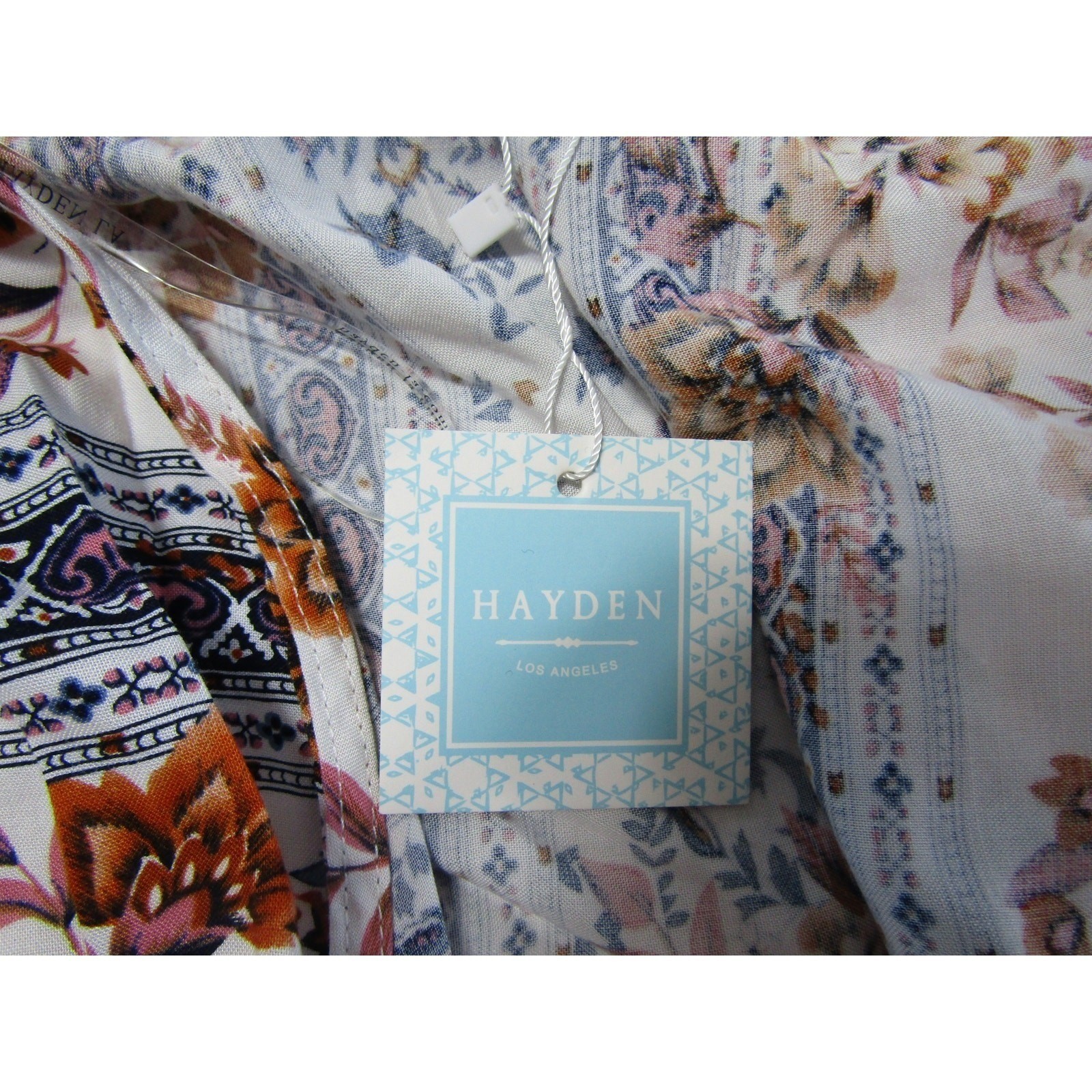 Hayden Rayon White Floral Tunic Wrap Top size 3XL Batwing Boho Colorful Classic