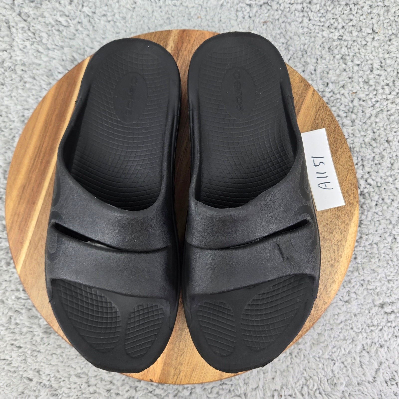 Oofos Mens 9 Ooahh Black Recovery Comfort Casual Daily Lifestyle Slide Sandals