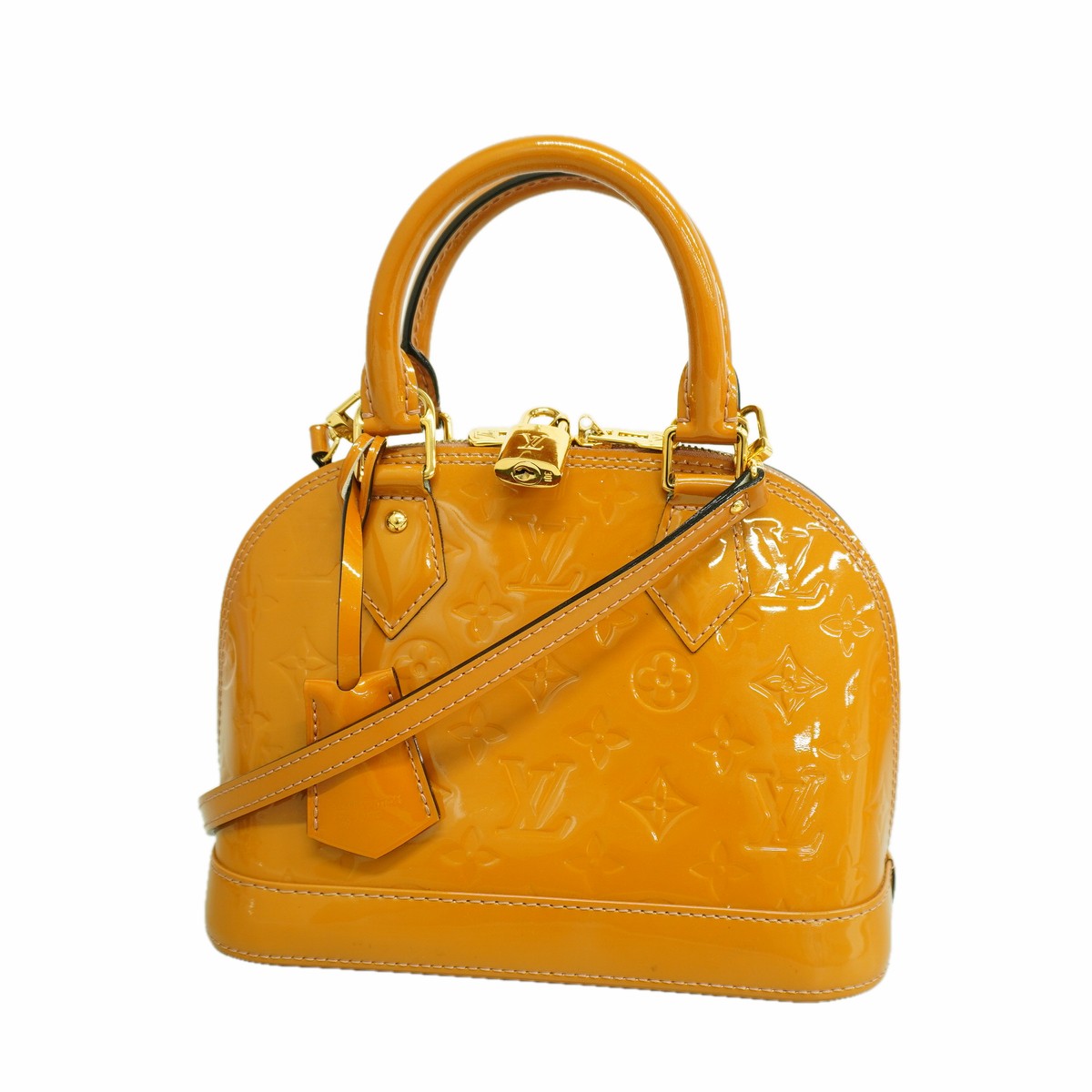 Auth [6ge5767-k] LOUIS VUITTON Handbag Vernis Alma BB M91585 Rose Velur 2 wa…