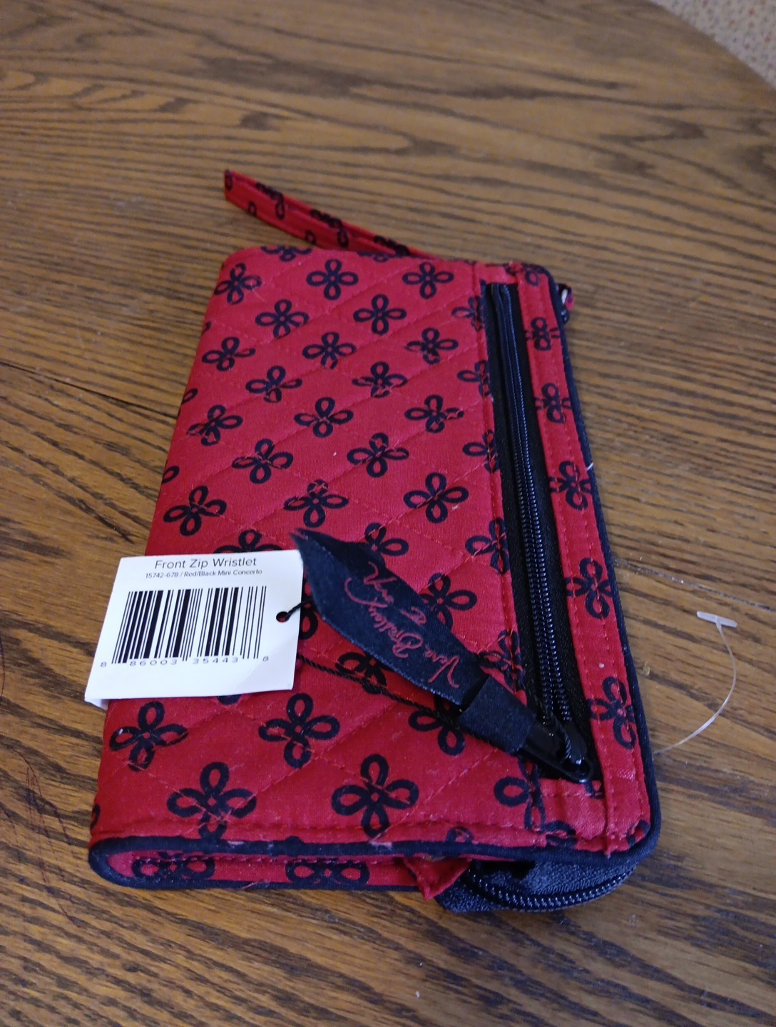 Vera Bradley Front Zip Wristlet Clutch Handbag Red Black Mini Concerto ~ New!