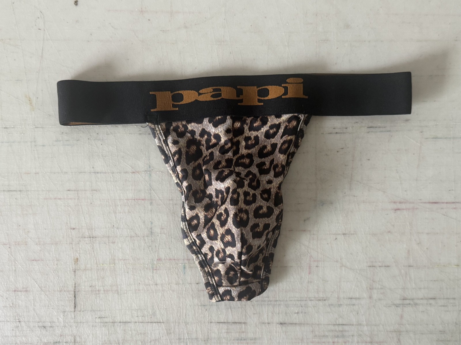 Papi Men’s Thong Leopard Print Size Small Stretch Underwear