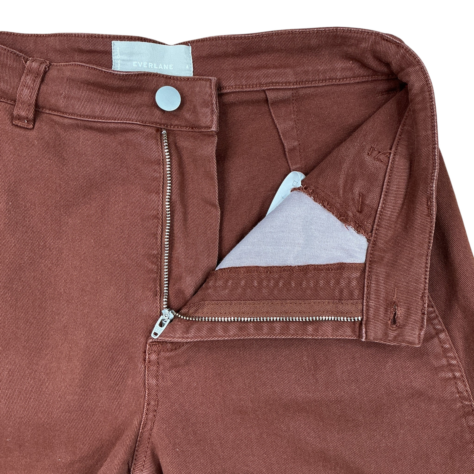 Everlane The Utility Barrel Pants Womens sz 4 Denim Jeans Rosewood Brown Organic