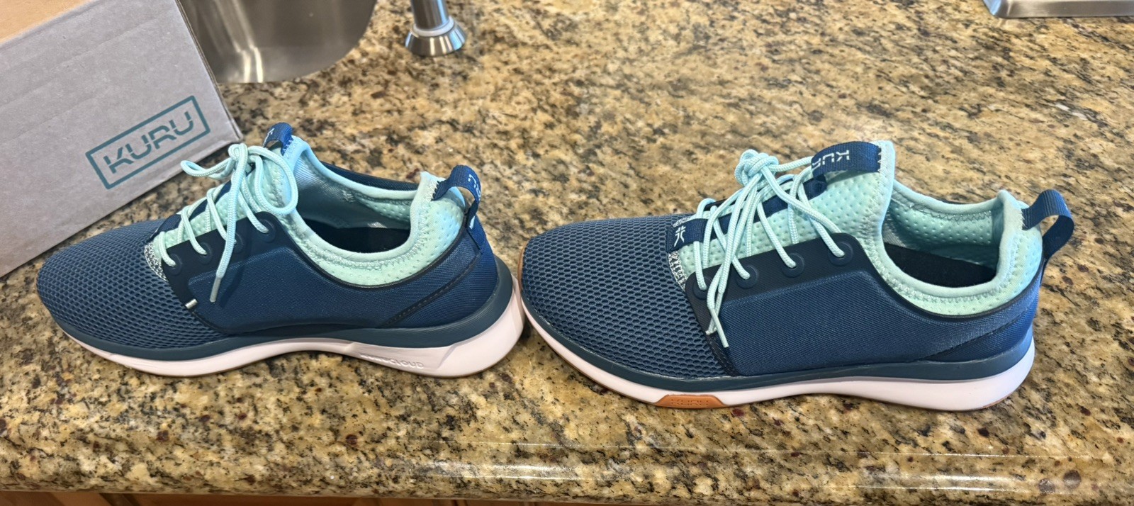 KURU Atom Running Shoes Womens 9 Blue Mint Mesh Orthopedic Arch Support Sneakers