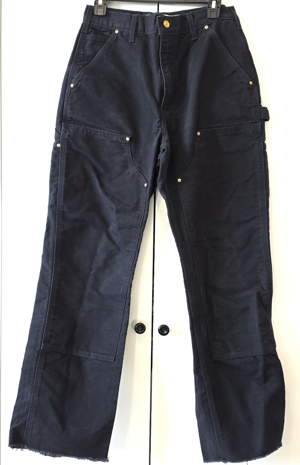 Carhartt B01 Duck Double Front Work Pants Black USA 28×30 Canvas Loose Fit