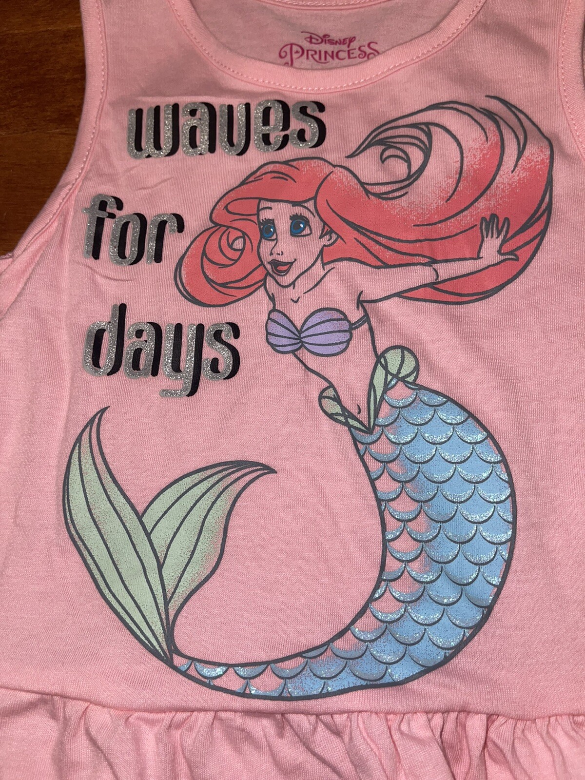 Disney Princess The Little Mermaid Ariel Shirts & Shorts Outfit Set New Size 5