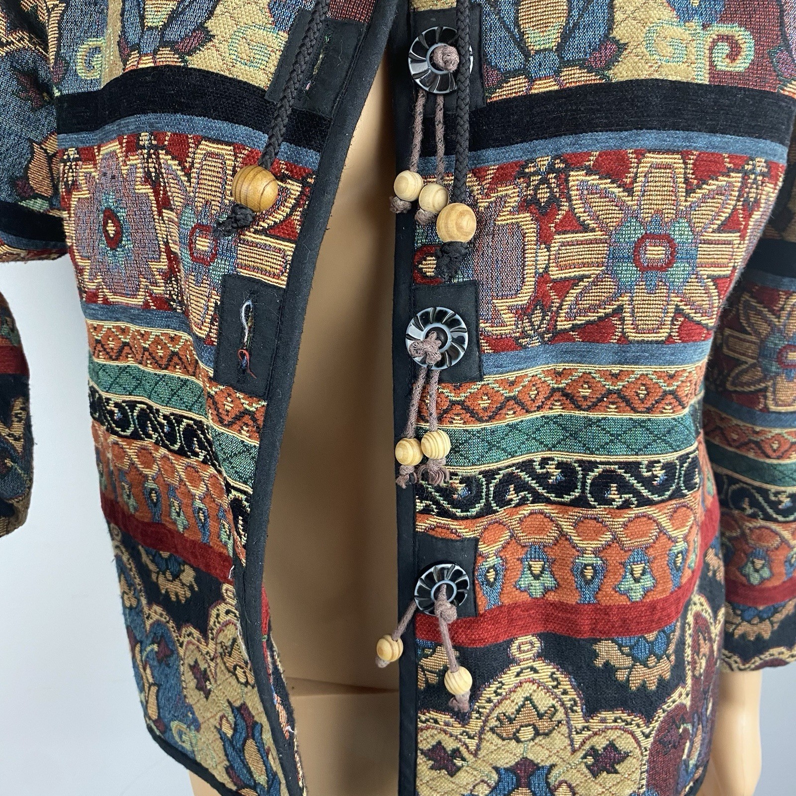 Vintage Flashback Petite Medium Tapestry Textured Jacket Blazer