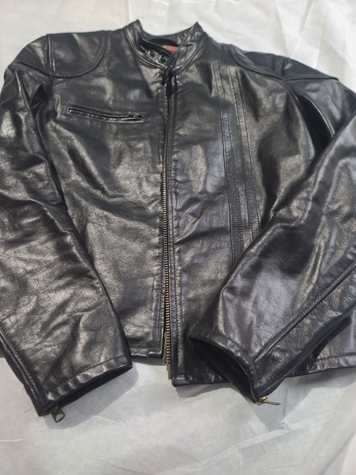 Schott NYC 664 Retro Cafe Racer Leather Jacket, Black, Large rare