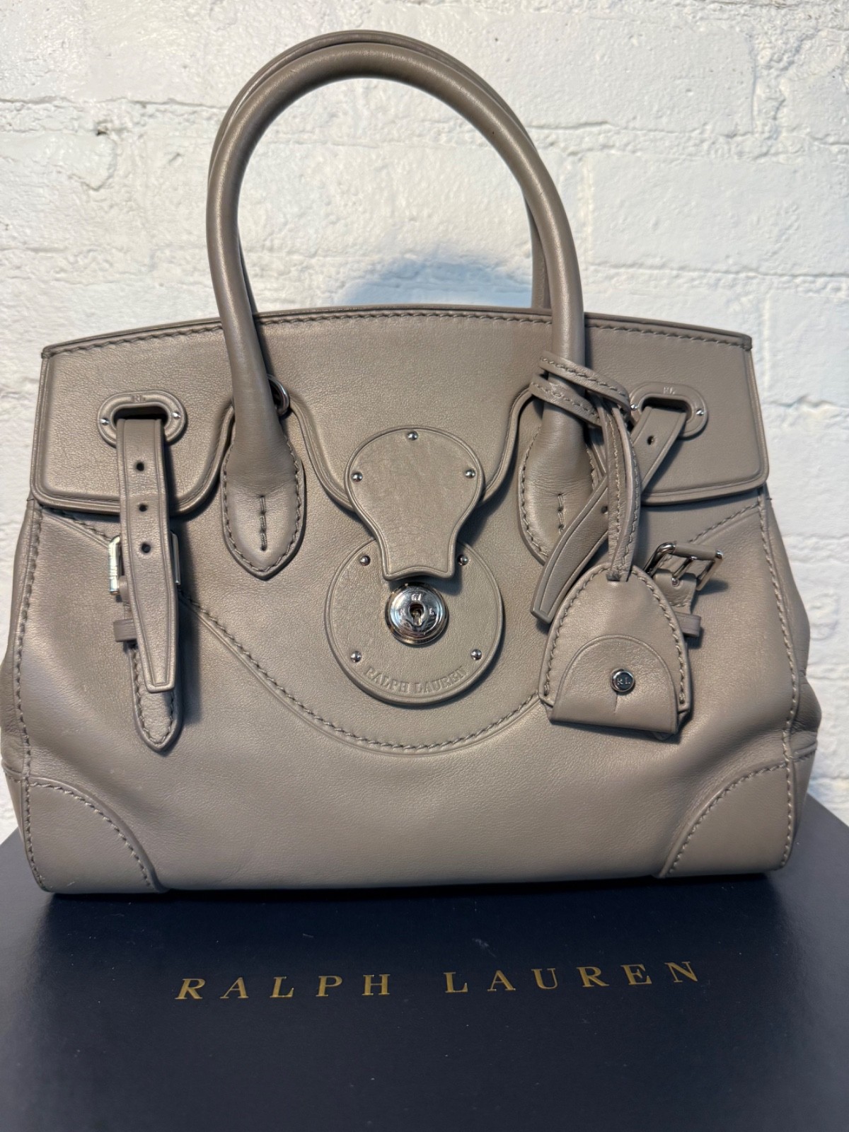 Ralph Lauren Collection Ricky 27 Handbag Grey calfskin leather