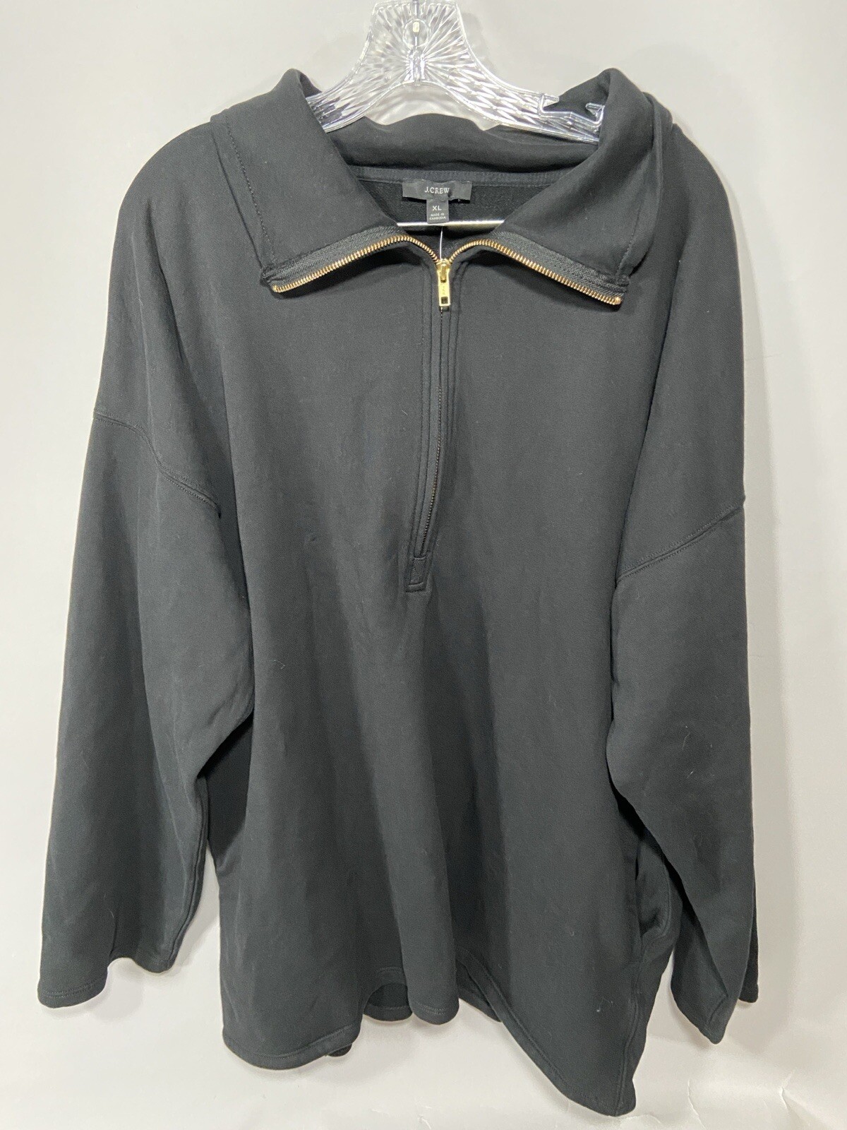 J Crew XL Black Pullover 1/2 Zip New with Tags Men’s Sweater Long Sleeve Cotton