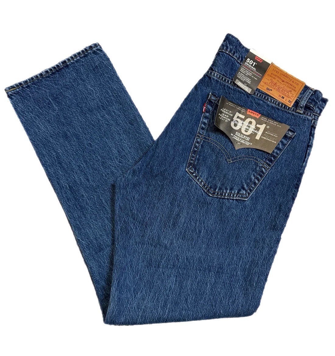 Levis 501 Original Regular Fit Mens Jeans Denim Stonewash Blue 30 32 34 36 38