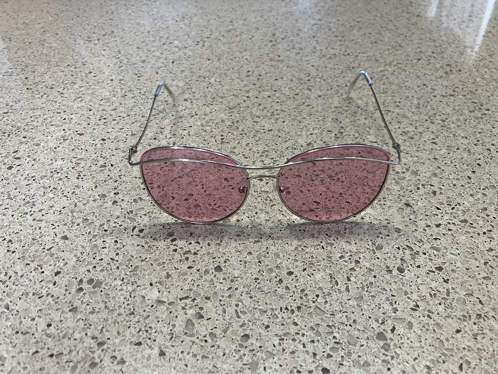 Unique Design Modern Frame Womens Silver & Pink Sunglasses