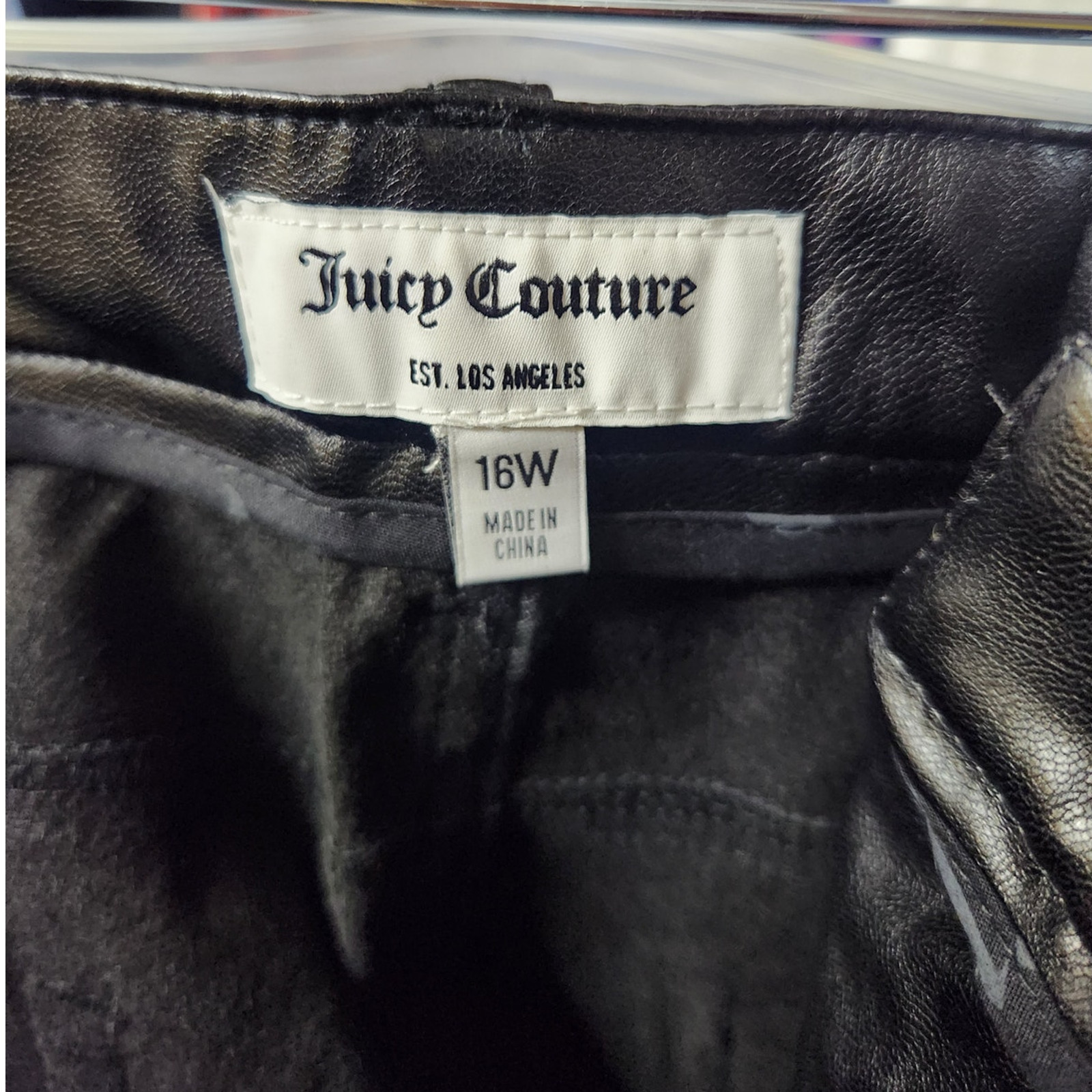 Juicy Couture Black Faux Leather Pants Plus Size 18W High Rise Slim Leg NWT