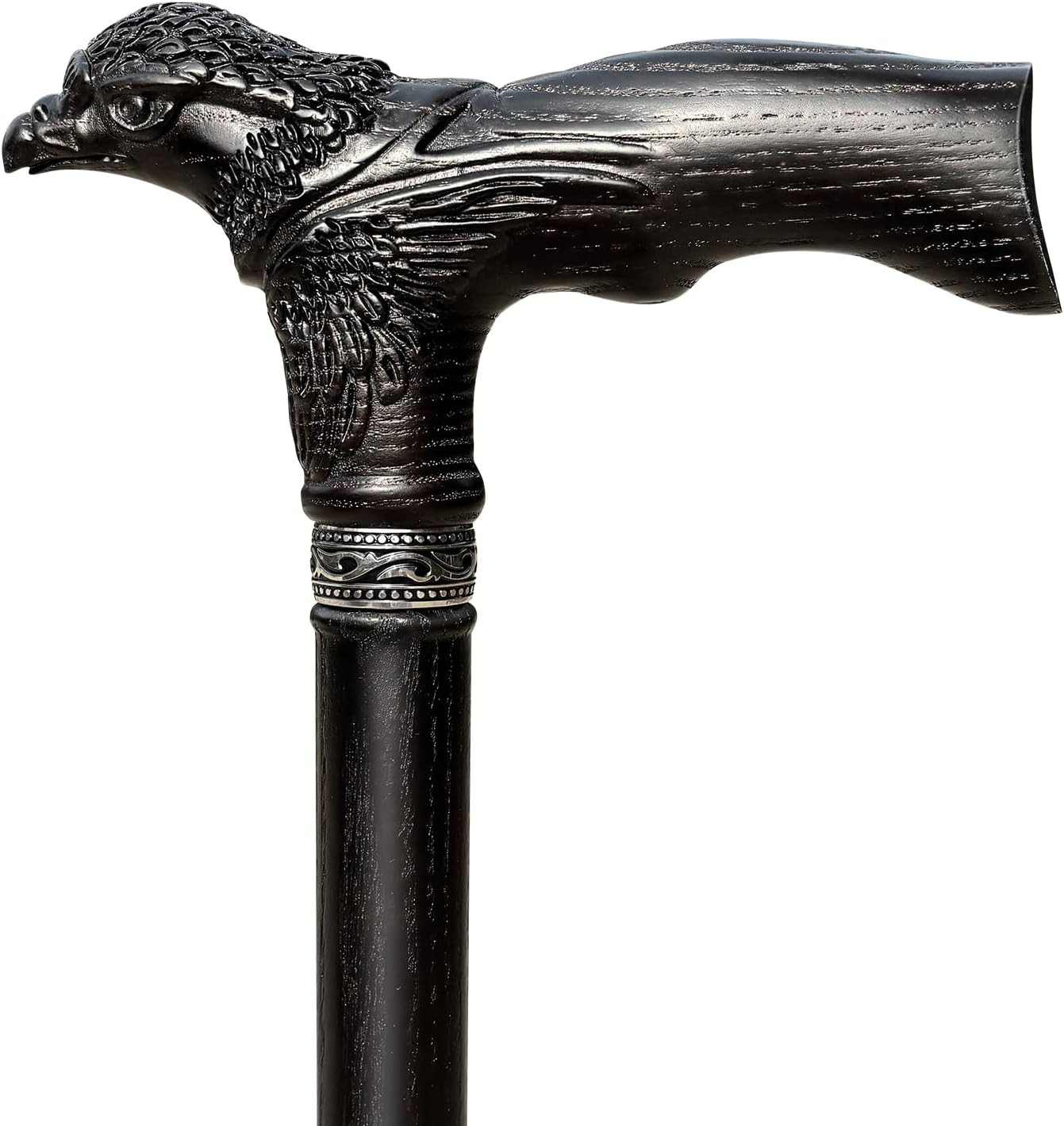 Hand Carved Wooden Walking Cane Eagle Head Ergonomic Support for Seniors