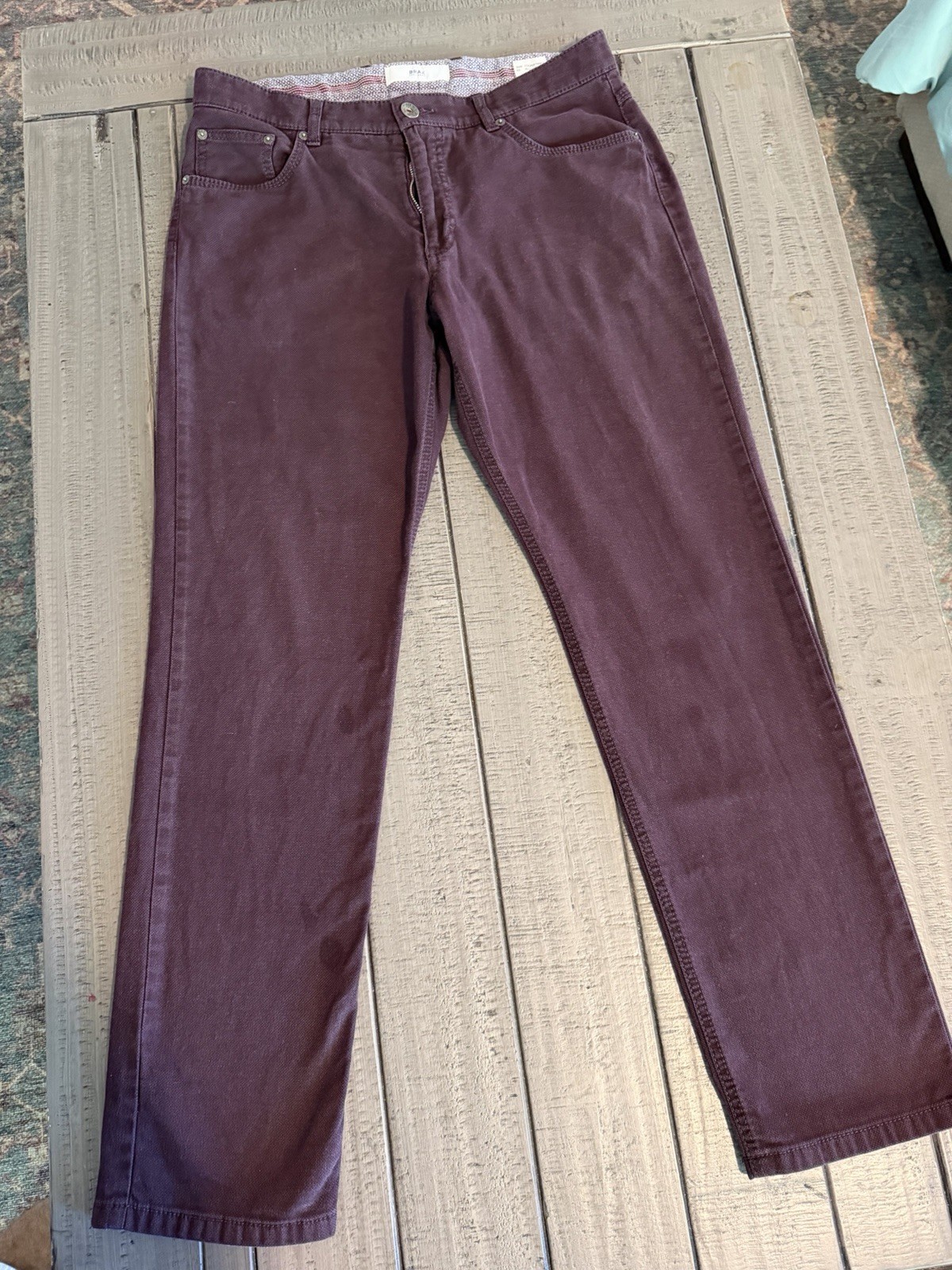 BRAX Cooper Fancy Men’s 34×32 Burgundy Stretch 5-Pocket Pants Reg German Prem