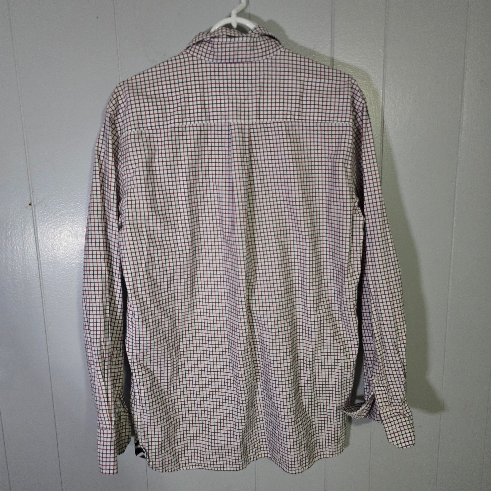 Tommy Hilfiger Men’s Custom Fit Button Down Shirt Red Blue Plaid Large