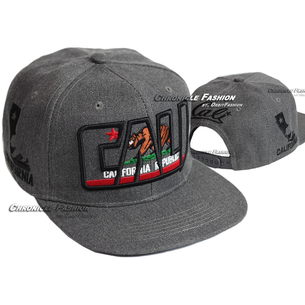 Baseball Cap California Republic Cali Bear Snapback Adjustable Hat Flat Bill Men