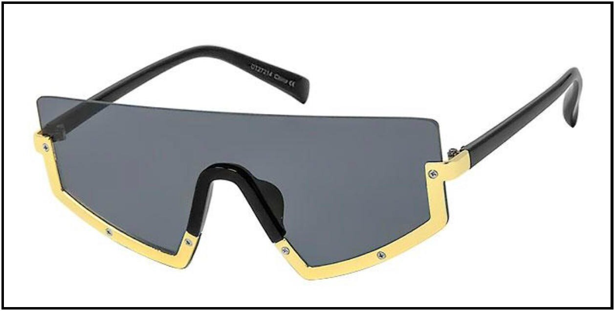 CLASSIC VINTAGE 90’s RETRO Style SUNGLASSES Funky Unique Exotic Gold Black Frame
