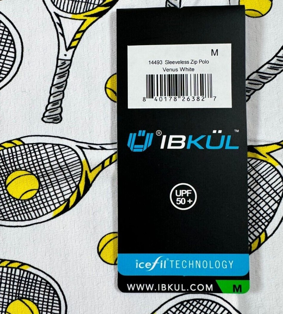 NWT IBKUL Golf Tennis Print 1/4 Zip Top Shirt XS S M L XL 2X White Activewear T2