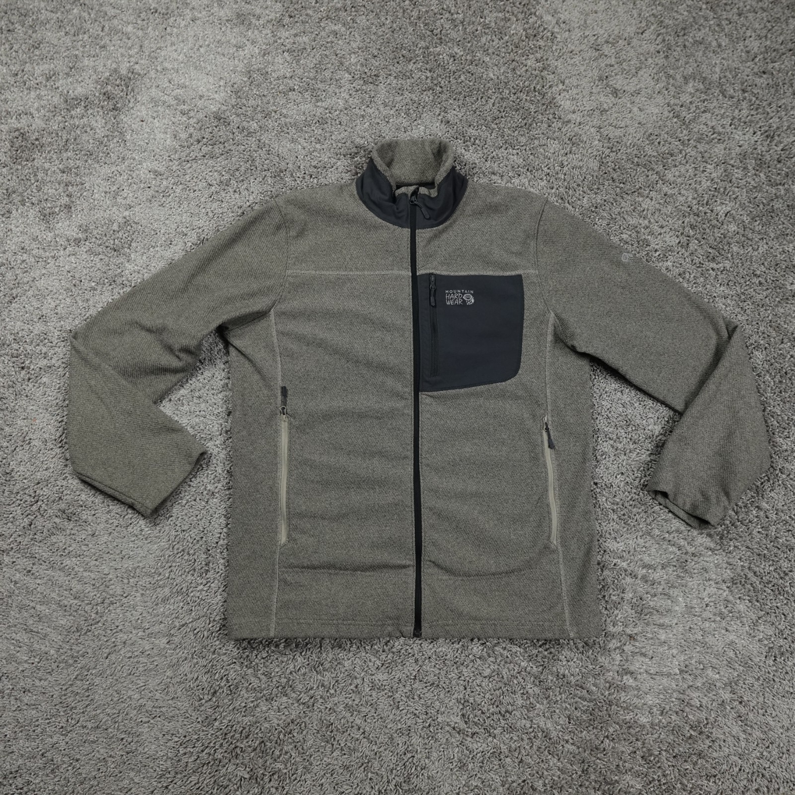 Mountain Hardwear Jacket Mens Large Toasty Twill Fleece Brown Full Zip