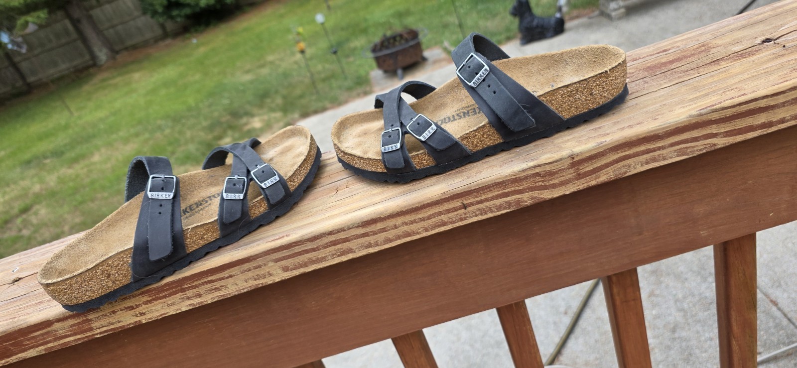 Birkenstock Black Suede Slip-On Sandals Adjustable Buckle Strap US 6