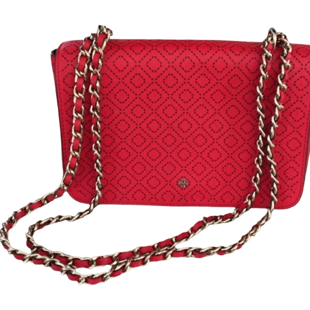 Tory Burch Robinson Perforated Crossbody Red