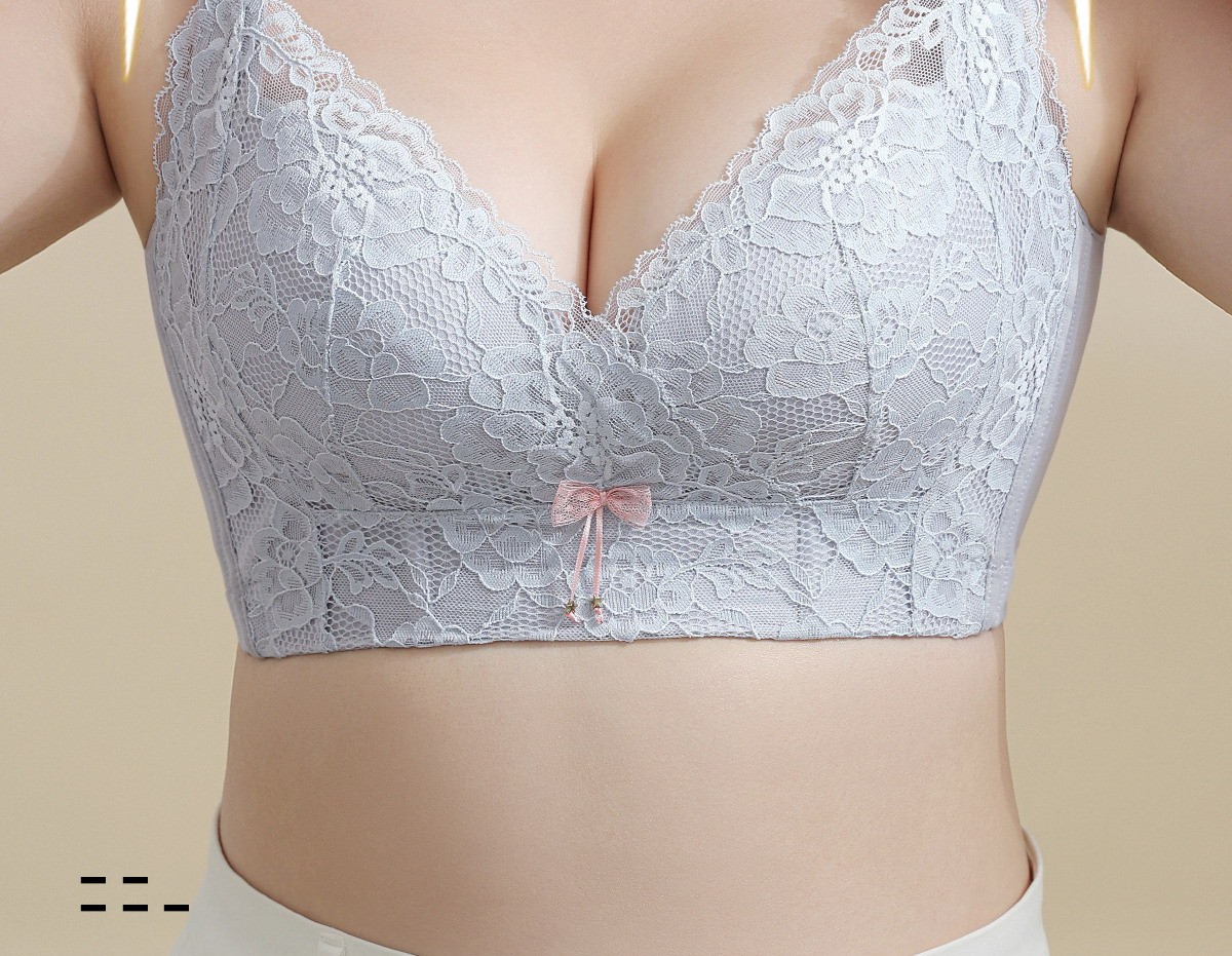 Women Bras Full Coverage Lace Wireless Push up Plus Size Underwear 33651