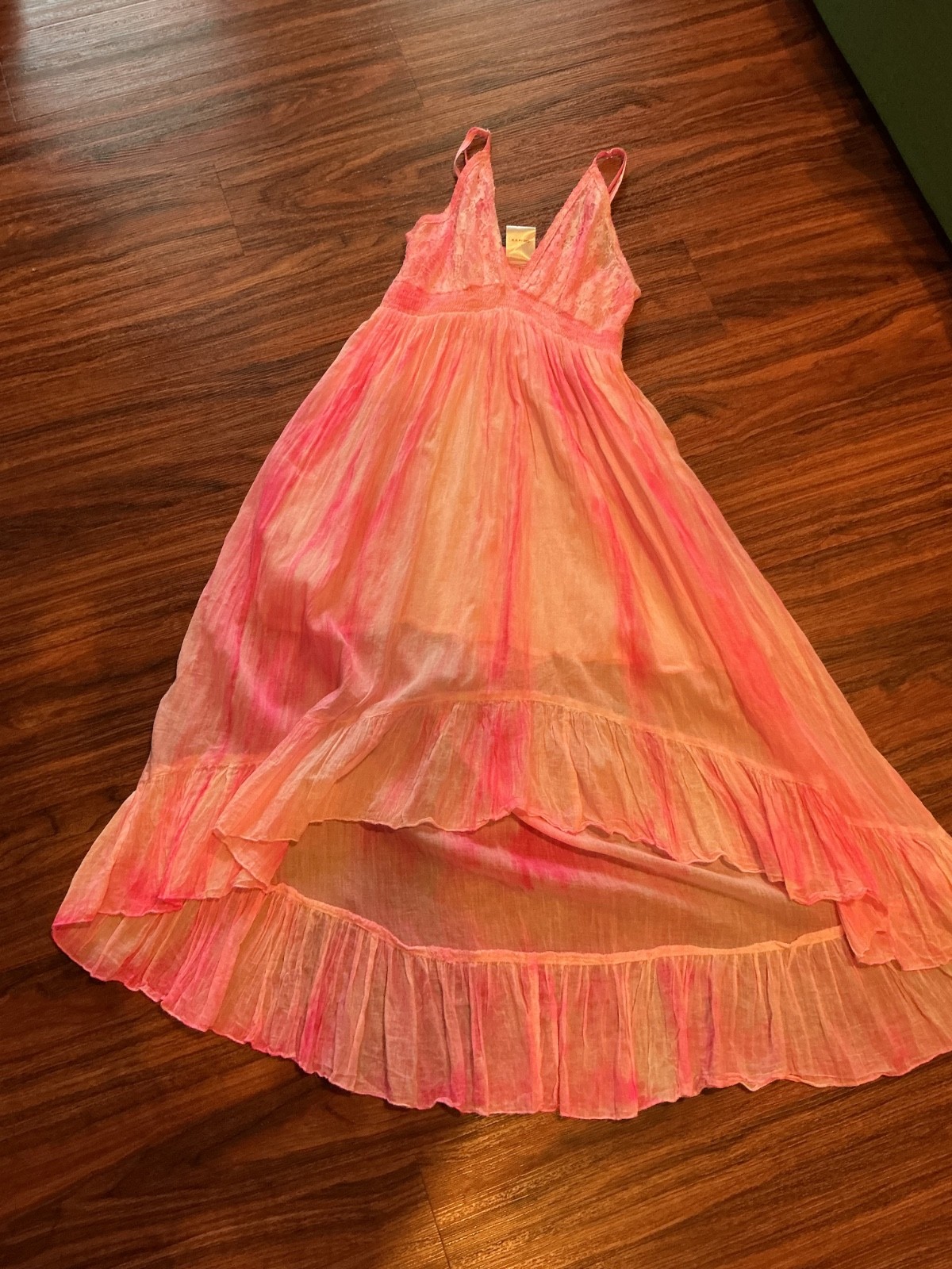 India Boutique Sundress fairy core tie dye Abstract Print Smocked Hippie Boho