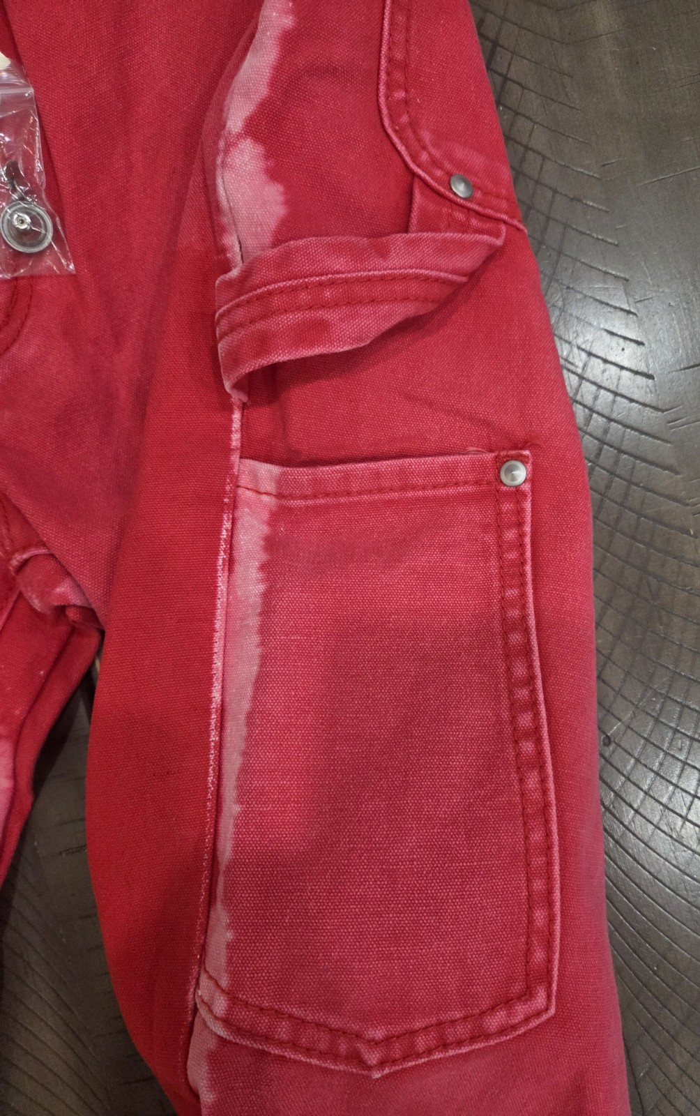 MNML NEW! Bright Red Button Fly Flared Leg Carpenter Jeans Sz 32
