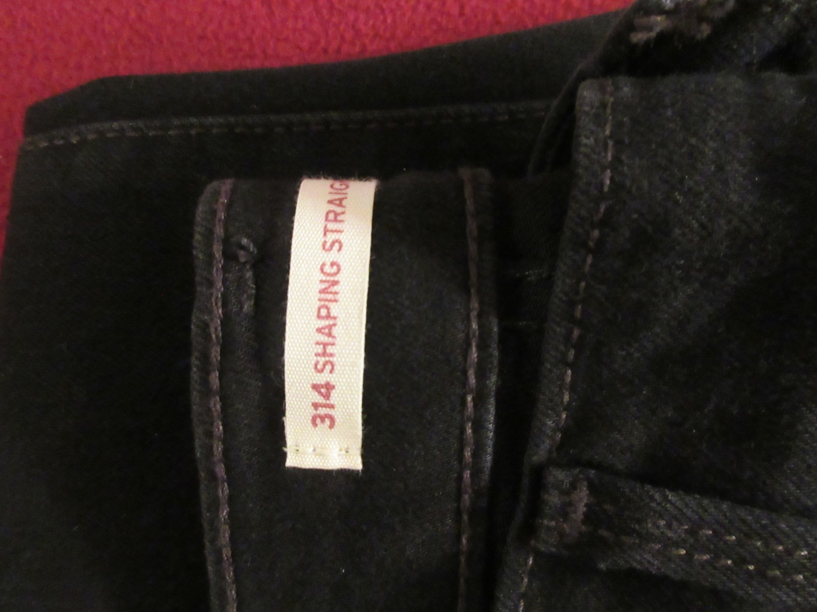 Levis 314 BlackJeans Womens 33 x 32 Shaping Straight Blackout Biker Denim