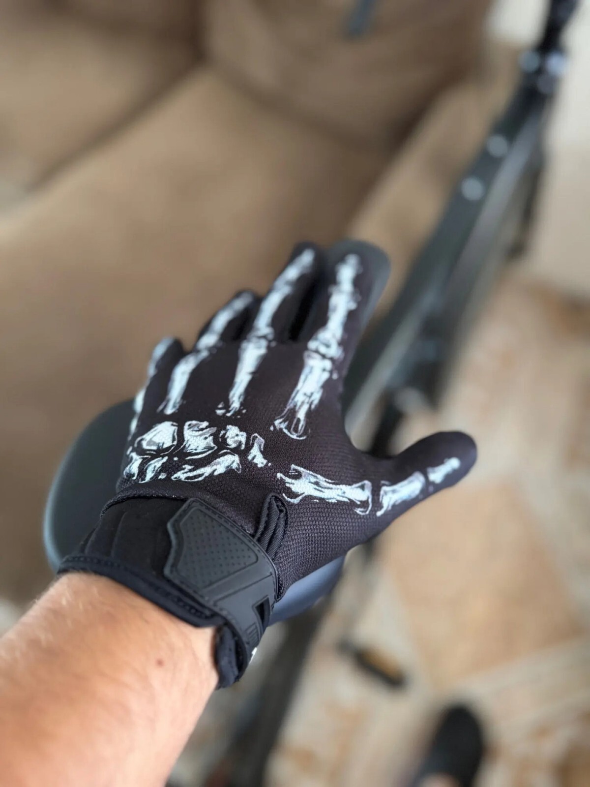 Biker Skeleton Bone Gloves Racing Cycling Motorcycle Mechanics Goth Full Finger