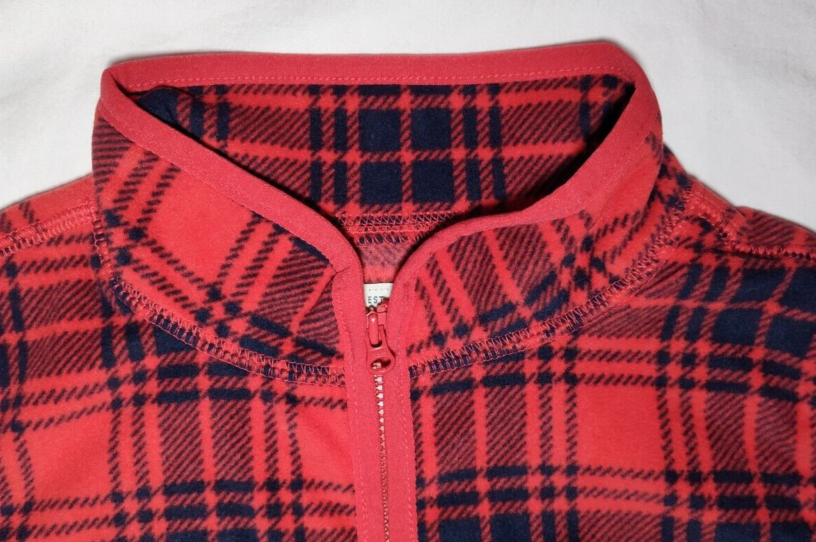 Oshkosh Boys Fleece Pullover Size 10 Red Black Plaid 1/4 Front Zip Thin Soft NWT