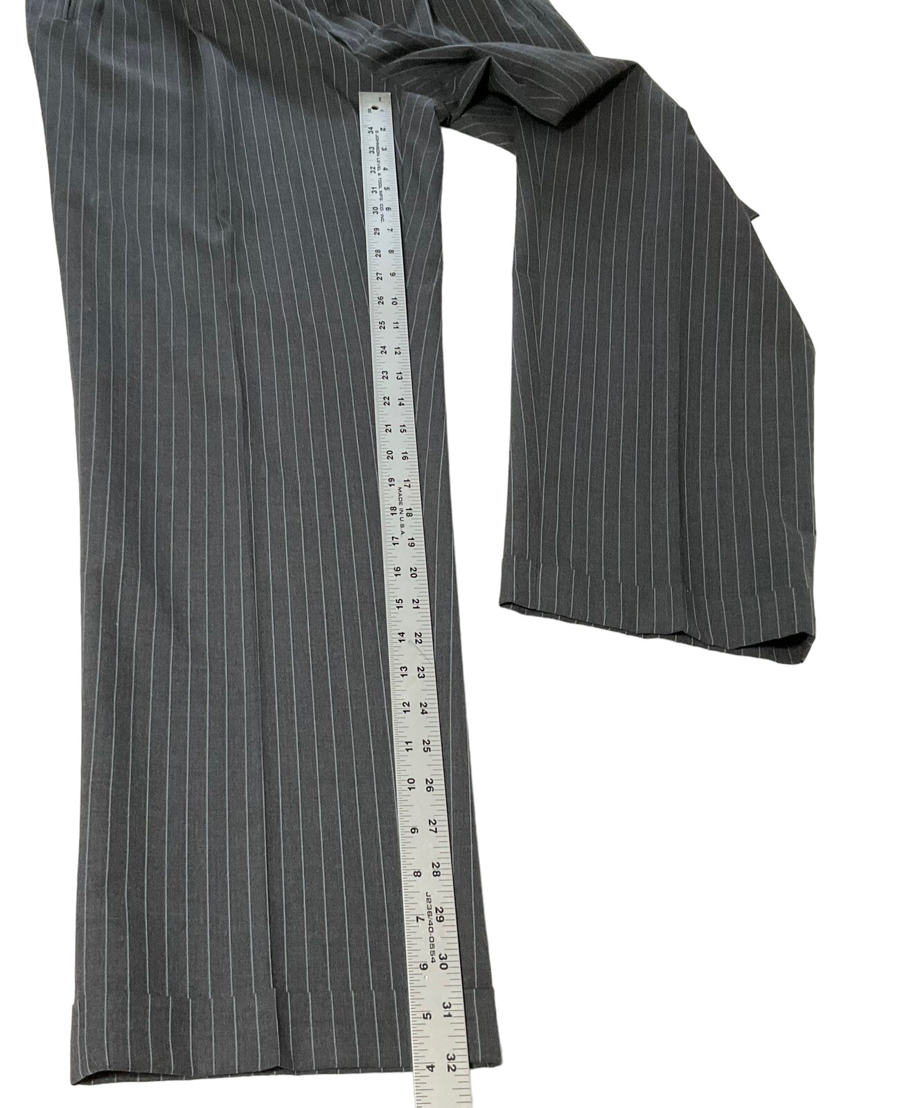 Corneliani 42L Merino Wool Suit Gray Stripe Super 120s Pants 34/32 Made In Italy