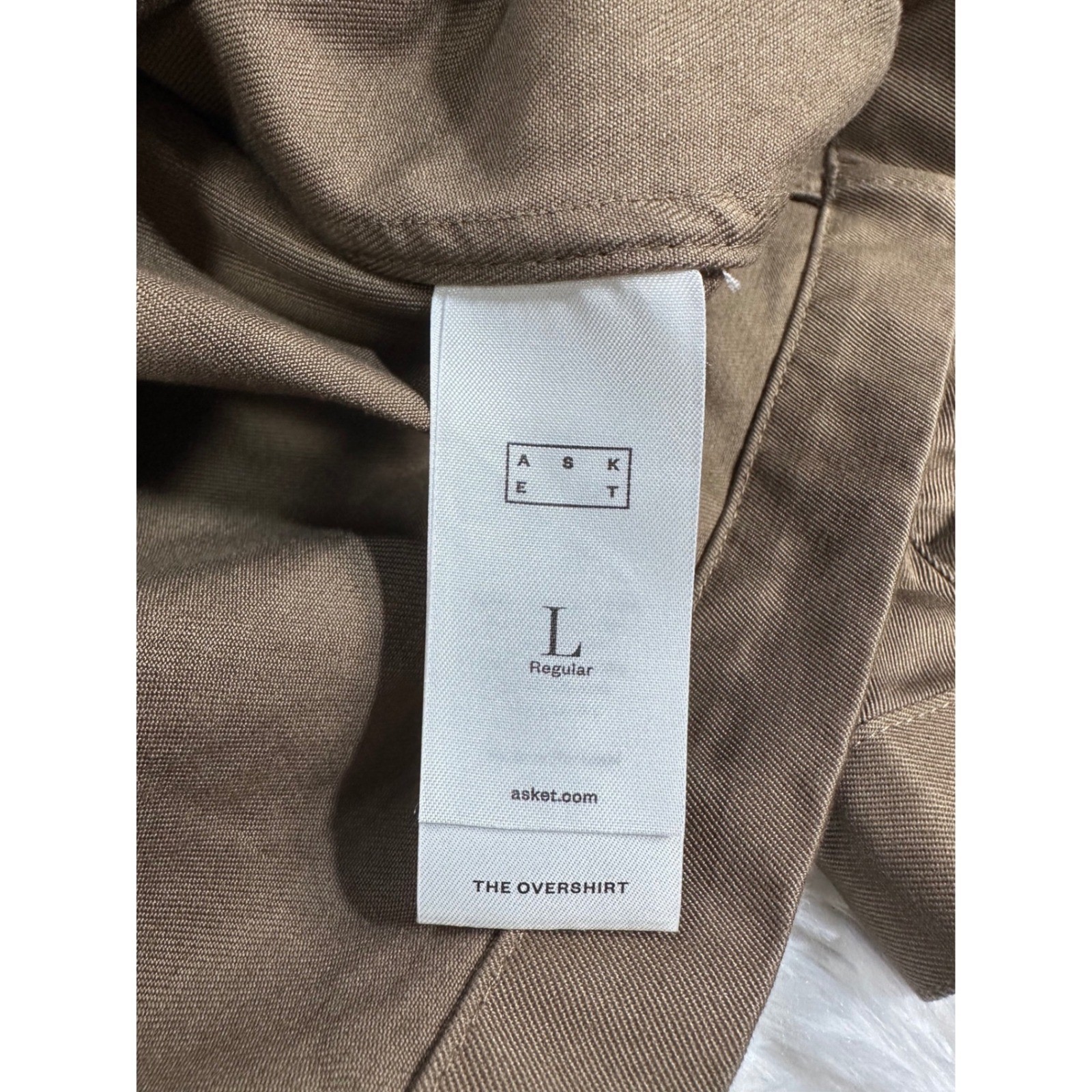 ASKET The Overshirt Mens Large Regular Taupe Organic Cotton Twill Chore Jacket