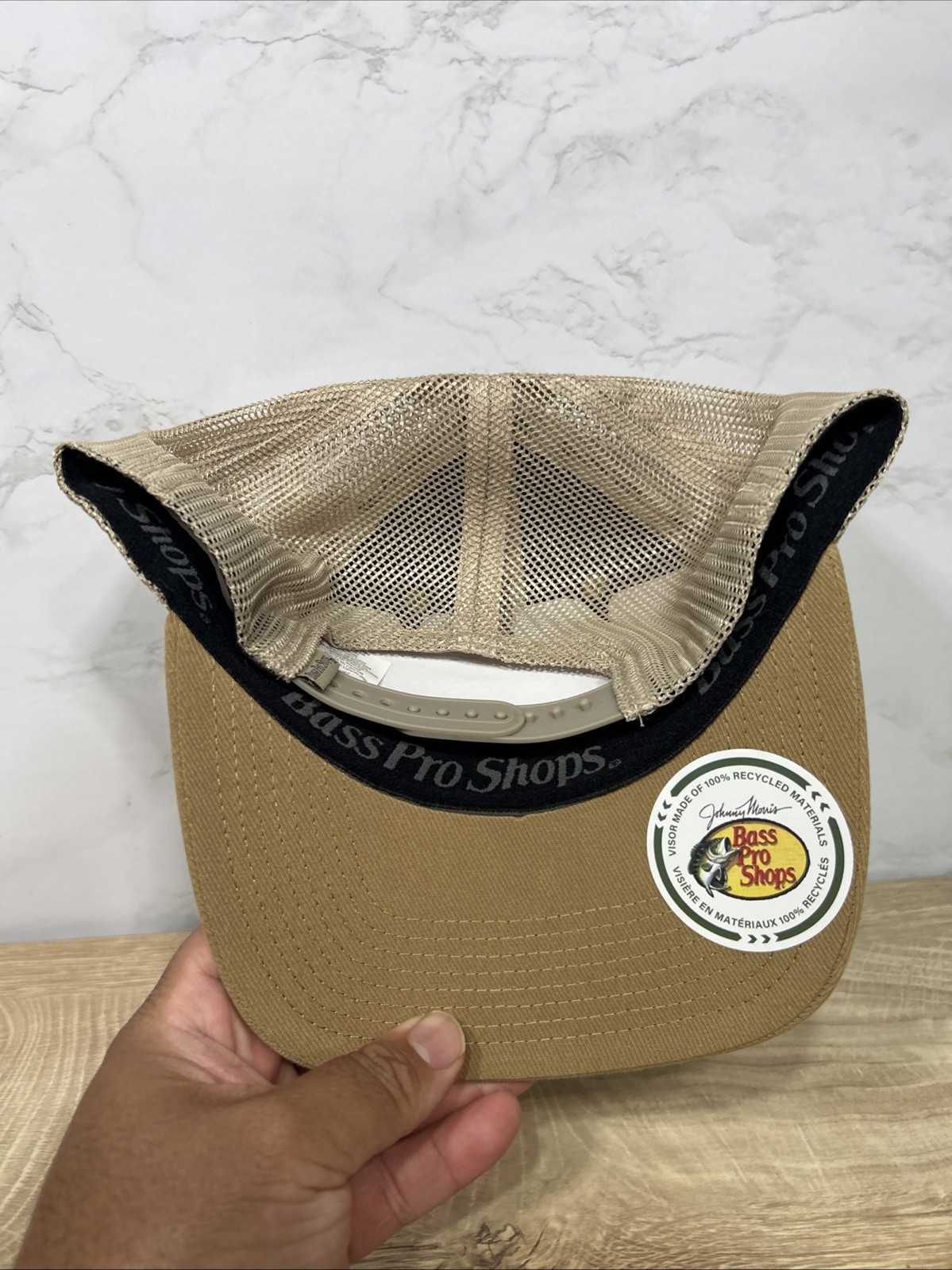 Bass Pro Shops Fishing Rod Flag Mesh-Back Snapback Cap Brown New Hat