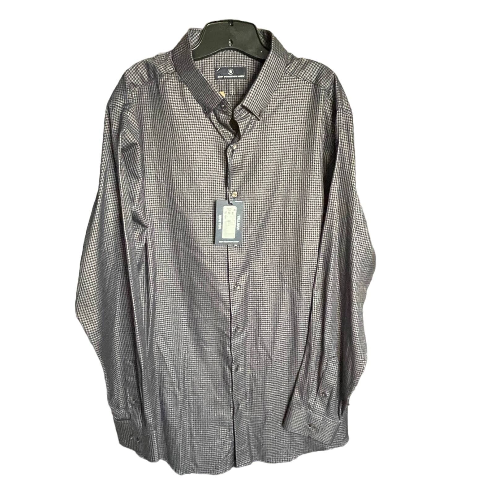 NWT Hart Schaffner Marx Mens Tall Check Button-Up Shirt Long Sleeve S: 2XL Blue