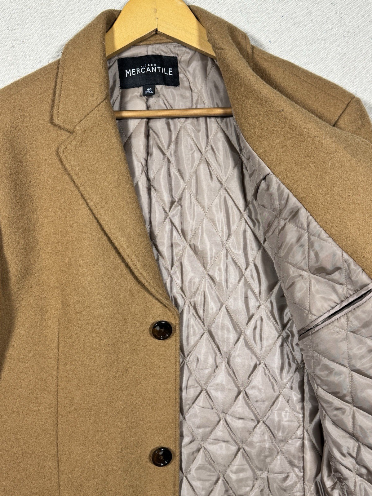 J.Crew Mercantile Thompson Wool Blend Topcoat Men’s Size 40 Camel Brown