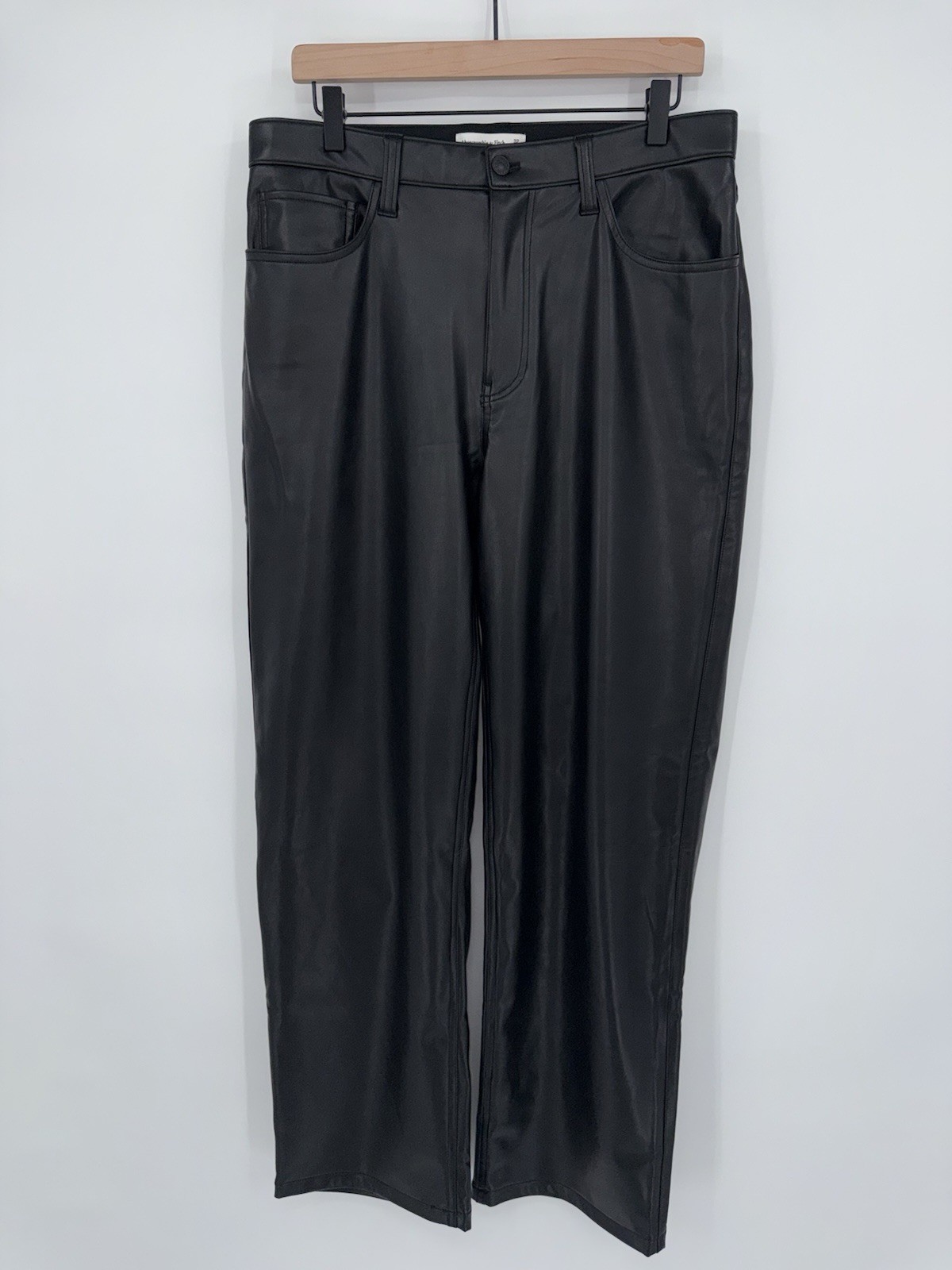 Abercrombie & Fitch Pants Womens 32/14 Black Vegan Leather High Rise Relaxed Fit