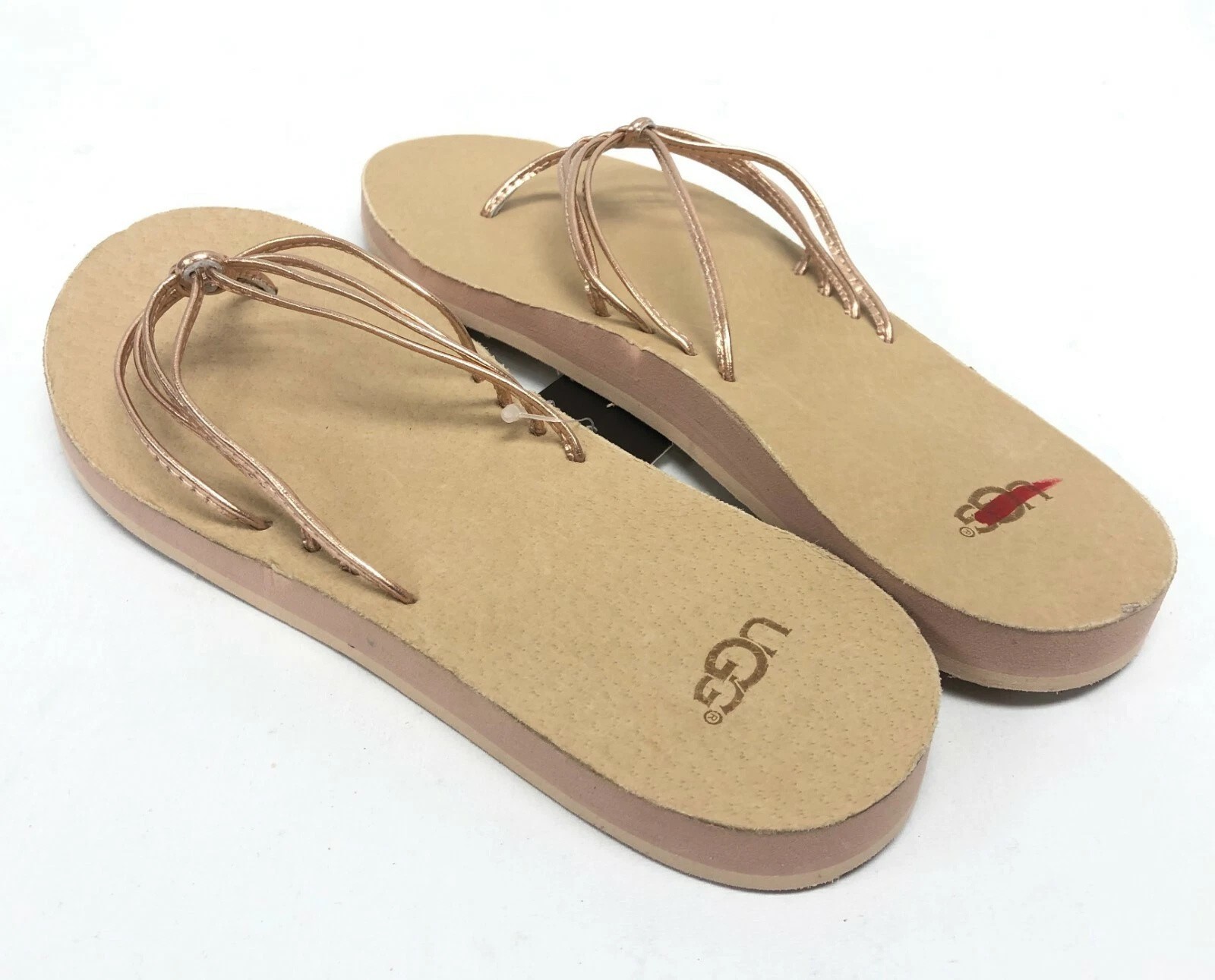 UGG Australia Heina Metallic Rose Gold Sandals Flip Flops 1092267 Size 7