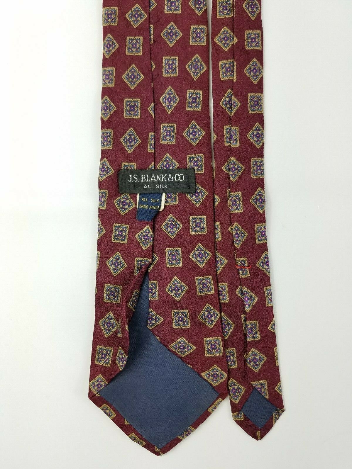 J.S. Blank & Co. Necktie Tie Men Multicolor Geometric All Silk EUC